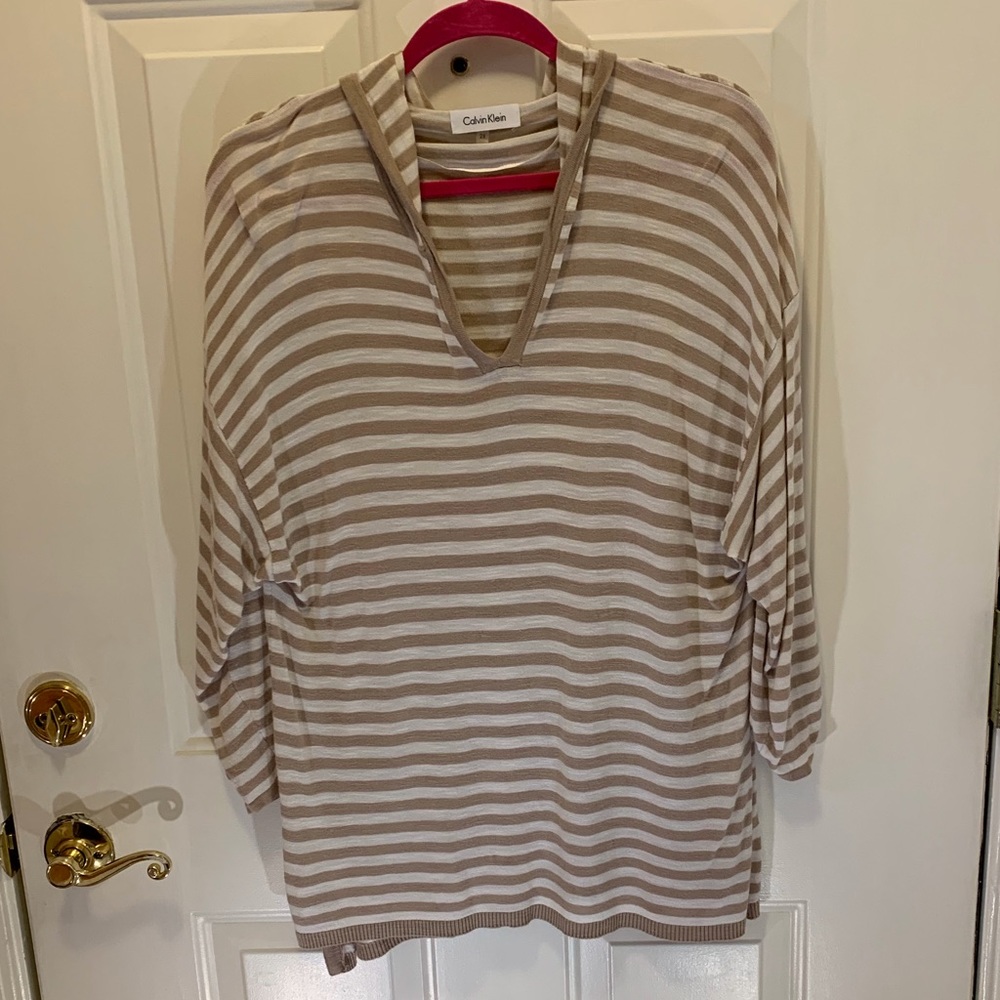 Calvin Klein 2X Lightweight Sweater Tan & Cream